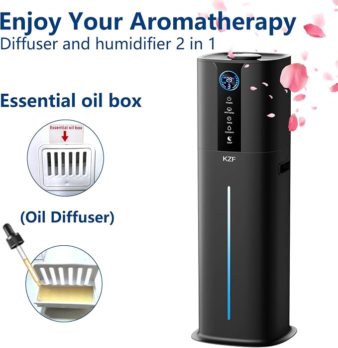 9L Smart Humidifiers for Bedroom Large Room, 2.3Gal Cool Mist Top Fill Diffuser App & Remote Control, 3 Mist Modes, Quiet Humidifier for Home Office Plant (Black) - Image 3