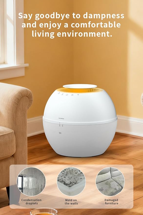 HD021 Dual 2 in 1 Dehumidifier & Humidifier Combo Small Dehumidifiers with Drain Hose 101oz Water Tank Compact Portable Air Purifier Smart Dehumidifier Auto Steam Humidifiers for Bedroom Home - Image 7