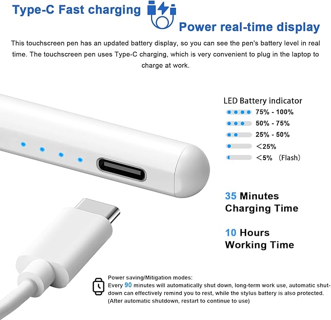 Stylus Pens for Touch Screens Power-Display Tablet Pen POM Tip Magnetic Digital - Image 2
