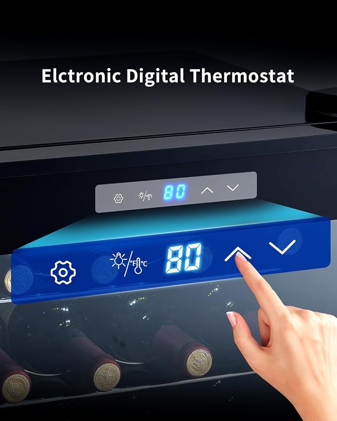 BODEGA COOLER 28 Bottle Wine Refrigerator, Fridge for Kitchen, Room, Office | 7 Shelves, Fast Cooling, Digital Temp Panel, Quiet ≤40dB Operation, Freestanding / Under Counter, UV-Protected Glass Door - Image 7