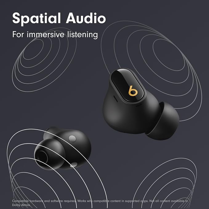 Beats Studio Buds + | True Wireless Noise Cancelling Earbuds, Enhanced Apple & Android Compatibility, Built-in Microphone, Sweat Resistant Bluetooth Headphones, Spatial Audio - Black/Gold | Includes charging case, USB-C cable and extra eartips for char... - Image 4