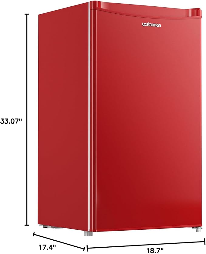 Upstreman 3.2 Cu.Ft Mini Fridge with Freezer, Red-BR321 | Adjustable Thermostat, Energy Saving, Low Noise, Reversible Door, Small Refrigerator for Dorm, Bedroom, Office - Image 10