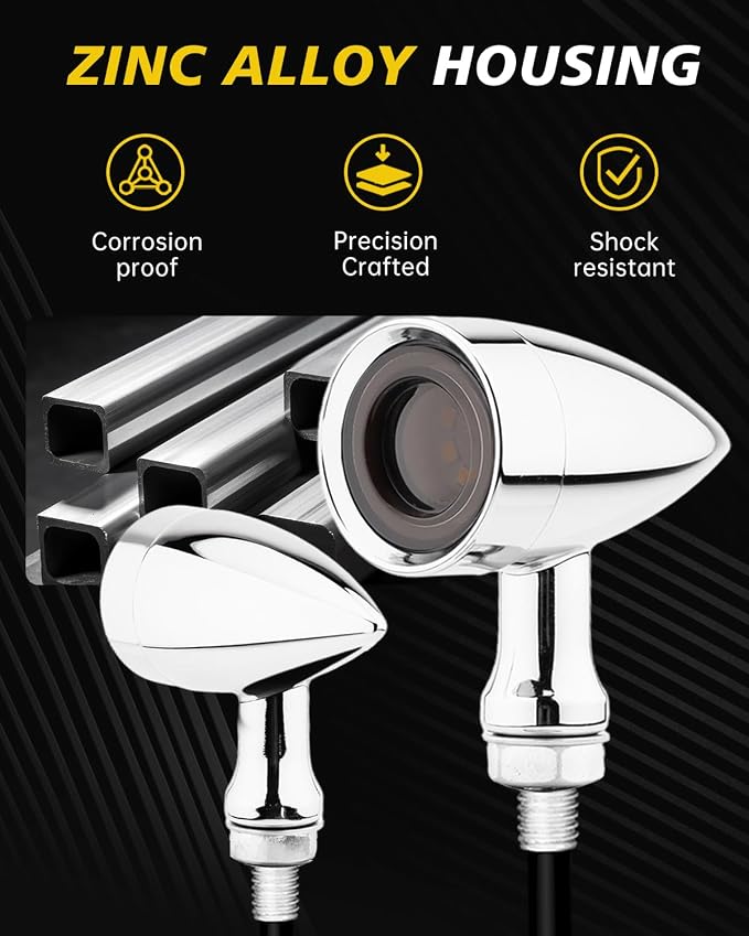 TSUNG Universal Motorcycle LED Turn Signals Lights Small Bullet Front Rear - Image 7