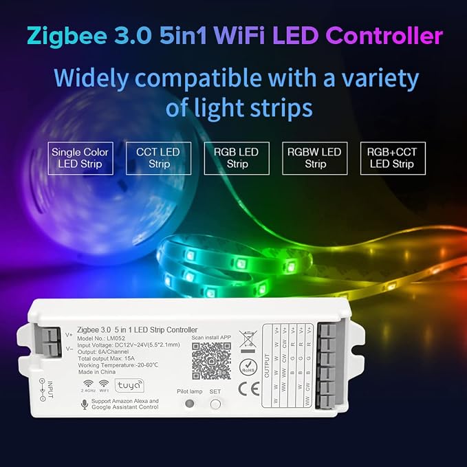 BTF-LIGHTING 5in1 LM052 Tuya Zigbee3.0 LED Controller Support Dimming CCT RGB - Image 2