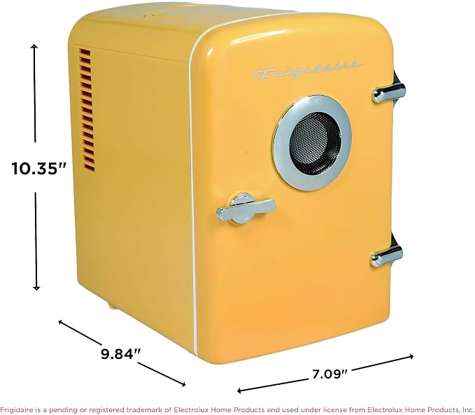 Frigidaire Curtis EFMIS151 Mini Portable Compact Personal Cooler Fridge, 4 Liter Capacity, 6 Cans, Makeup, Skincare, Freon-Free & Eco Friendly, Includes Home Plug & 12V Car Charger, Yellow - Image 5