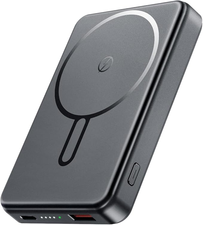 for Magsafe Battery Pack 12000mAh Magnetic Power Bank Portable Charger USB C 20W Fast Charging Wireless Charger Travel Essential for iPhone 16/15/14/13/12 Series Grey by COOAV