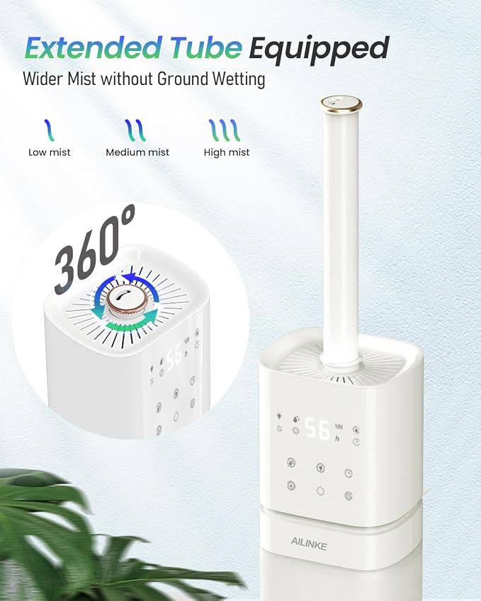 Smart Humidifier Large Room, 2.1Gal/8L Humidifiers for Bedroom with Extended Tube&Night Light, Whole House Cool Mist Humidifiers, WIFI App&Voice Control, School/Office/Warehouse, White - Image 6