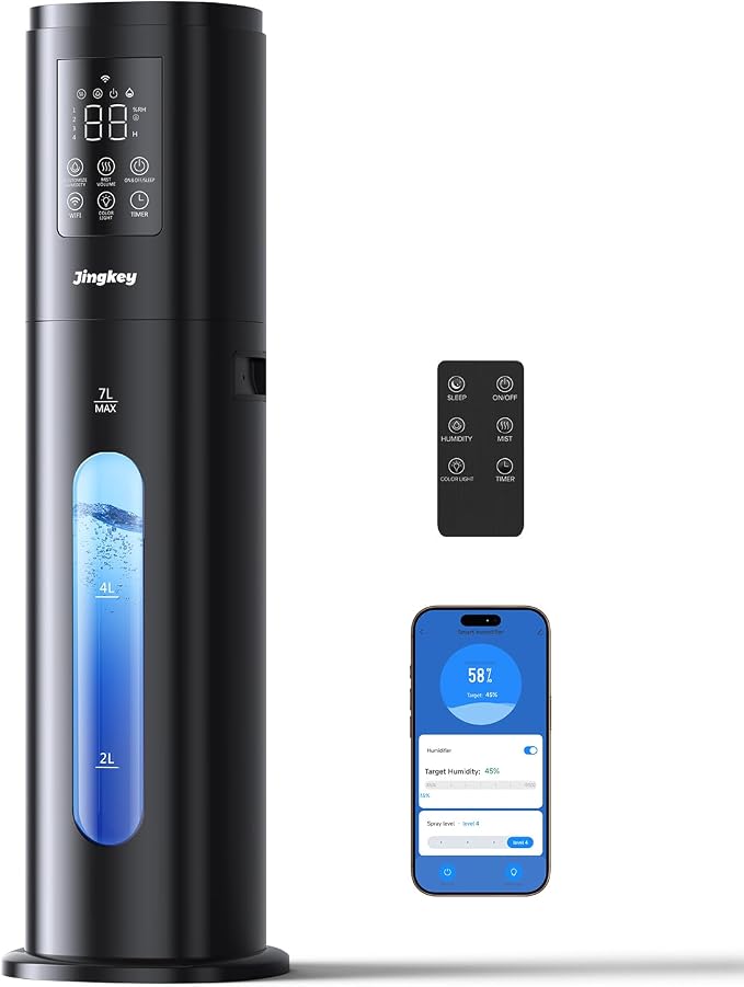 Humidifiers for Bedroom Large Room with Smart App & Remote Control, 7L/1.85Gal Large Humidifier, 4 Mist Levels Humidifiers for Home Crow by Unknown