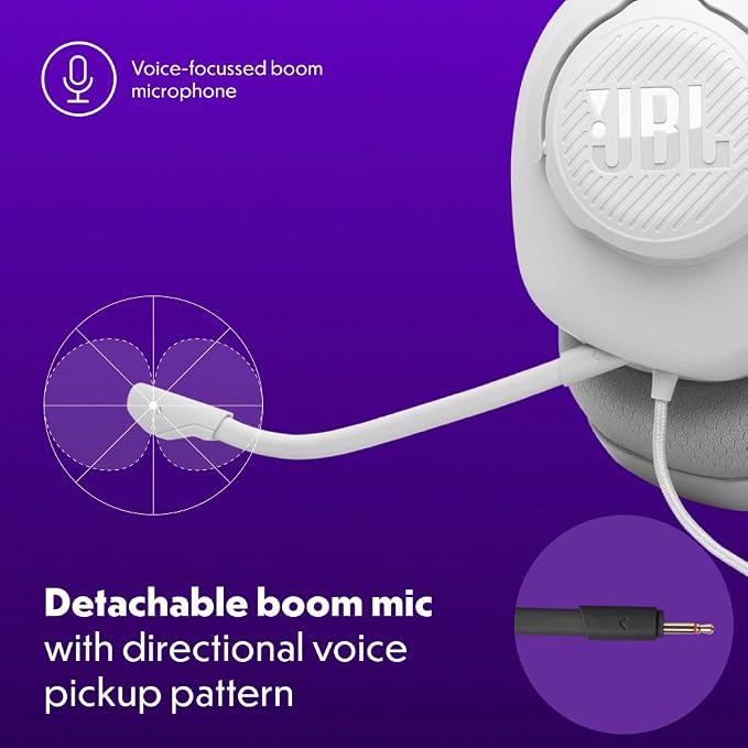 JBL Quantum 100M2 Wired Gaming Headset, Detachable Mic - White | Memory Foam Ear Cushions And 3.5 Mm Jack Work With PC, PlayStation, Xbox, Nintendo Switch For Immersive PC Gaming Sessions - Image 4