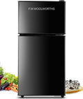 F.W.WOOLWORTHS 3.5 Cu.Ft Refrigerator with Freezer | Compact Fridge with 2 Doors for Office, Kitchen, Dorm and Bedroom, 7 Level Temp Adjustable Thermostat, Black by FWWOOLWORTHS