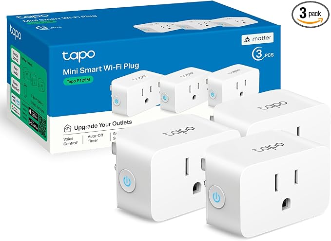 TP-Link Tapo Matter Supported Smart Plug Mini, Compact Design, 15A/1800W Max by Tapo