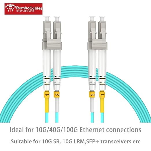 OM3 Multimode LC to LC Fiber Patch Cable 3ft/1m-2PACK, MM Fiber Optic Patch - Image 2