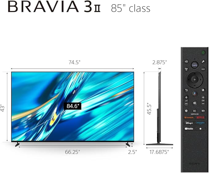 Sony 85 Inch BRAVIA 3 II LED 4K HDR Smart Google TV with Gemini K-85XR30M2 | XR Processor with AI Technology, Dolby Vision/Atmos, 120Hz Refresh Rate, 4K movie credits included, 4xHDMI 2.1, PS5 Features - Image 5