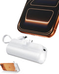 5000mAh Mini Portable Charger with Built-in Type C Connector & Cables,5V 2.4A USB-C Small Power Bank,2 Output Flashlight External Battery Pack Compatible with iPhone 17-12 Pro Galaxy,iPad (White) by Unknown