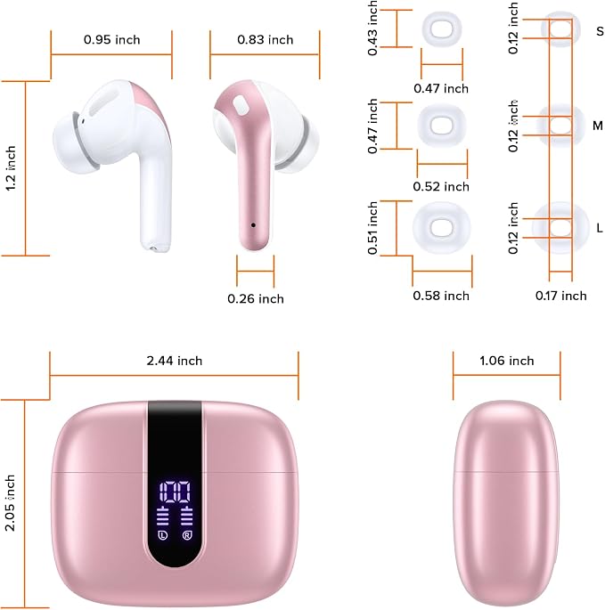 TAGRY Bluetooth Headphones True Wireless Earbuds 60H Playback LED Power Display Earphones with Wireless Charging Case IPX5 Waterproof in-Ear Ear buds with Mic for TV Smart Phone Laptop Computer Sports - Image 8