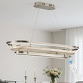 3 Ring LED Chandelier Nickel Rectangular Chandeliers 39in Wood Printed Oval by Aodoran