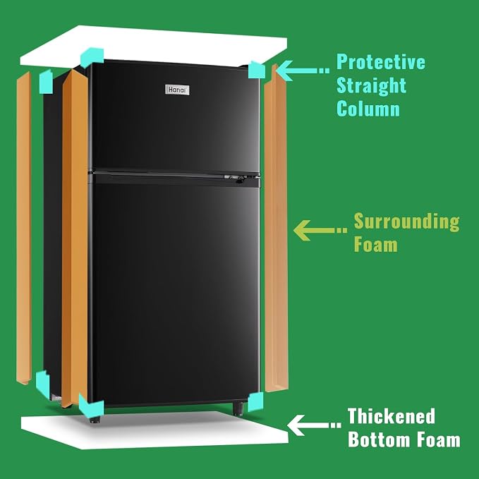 Mini Fridge with Freezer Two Doors Small Refrigerator with 7 Setting Adjustable Thermostat Crisper Drawer & Removable Shelves Extra Drink Space Low Noise Freezer-on-Top Refrigerator, Black - Image 5