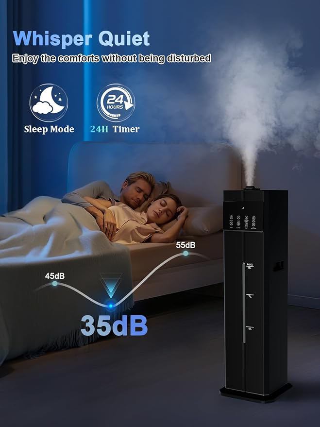 9L/2.4Gal Smart Cool Mist Humidifier, Top Fill Quiet Humidifier Large Room, Covers 550ft², App & Remote Control, 60H Runtime, 7 Colors Light, 4 Mist Modes Humidifiers for Bedroom, Office, Black - Image 6