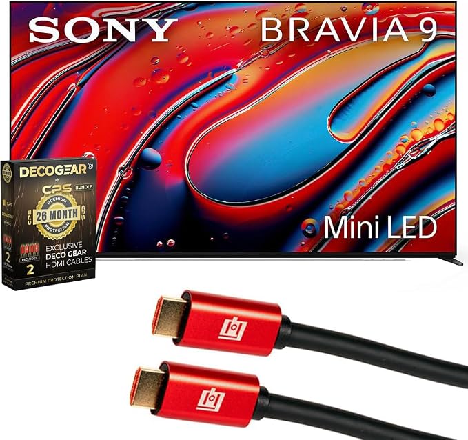Sony K75XR90 BRAVIA 9 75 inch 4K HDR Smart QLED Mini-LED TV 2024 | Official USA Partner | with Deco Gear 4K HDMI 2.0 Cable x2 & CPS Exclusive 26 Month Protection Bundle (BEACH-CPS-263000) by Unknown