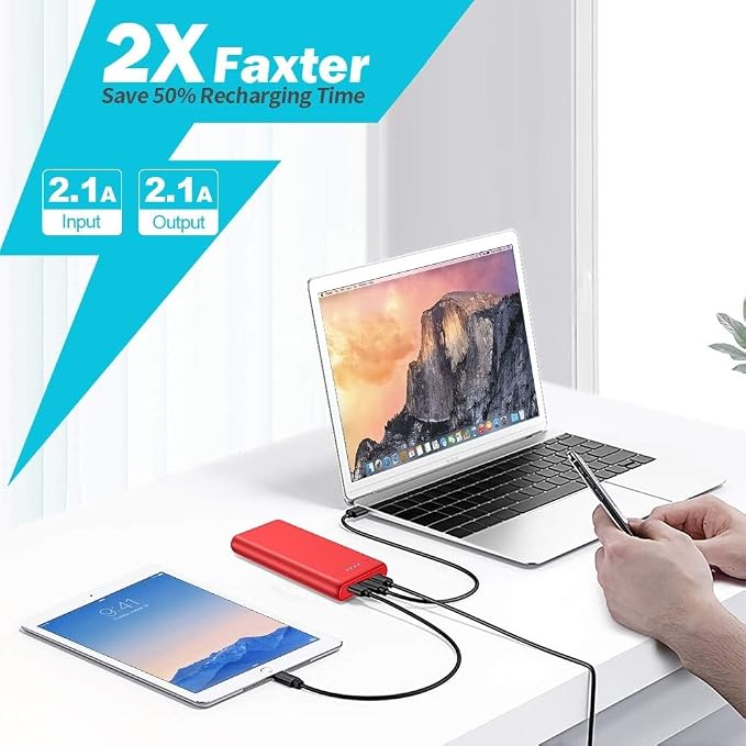 Portable Charger Power Bank 26800mah,Ultra-High Capacity Safer External Cell Phone Battery Pack,2 USB Output High Speed Charging Power bank Compatible with iPhone 17 16 15 14 13 Samsung Android LG-Red - Image 5