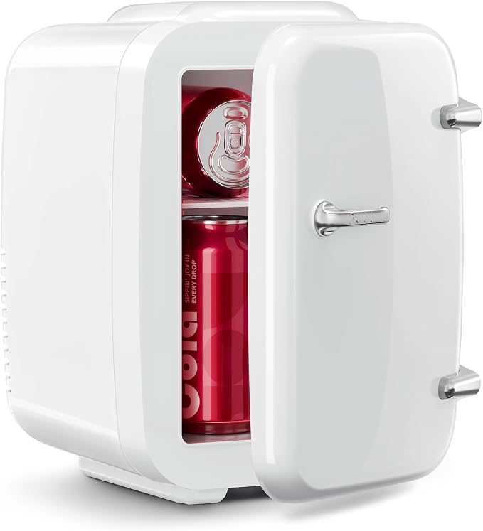 Mini Fridge for Bedroom - 4 Liter/6 Can Mini Makeup Fridge, 110V AC/ 12V DC Portable Thermoelectric Cooler&Warmer for Skincare, Drink, Cosmetic, Medicine, Small fridge for Bedroom, Office, Dorm, Car by OSTBA