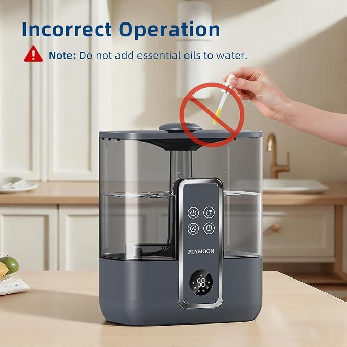 FLYMOON Humidifier for Bedroom, Top Fill 5L Cool Mist Humidifiers with 28dB, Humidifier for Large Room with Leak-Proof, Auto-Off, 12H Timer, 50 Hour Runtime,Tuya App Control, Black - Image 7