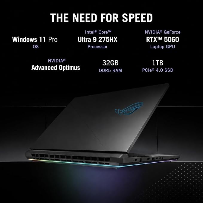 ASUS ROG Strix G18 Gaming Laptop, 18” 2.5K 240Hz Nebula Display, Intel Core Ultra 9 275HX, GeForce RTX 5060, 32 GB DDR5-5600, 1 TB SSD, Wi-Fi 7, Windows 11 Pro, RGB Backlit KB, ROG Cooling, Gaming PC - Image 4