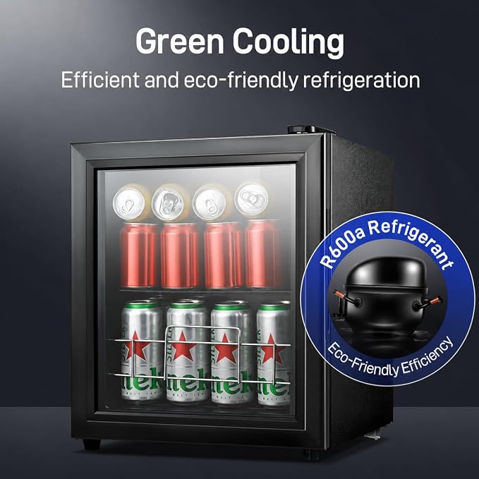 Anypro Beverage Refrigerator Cooler, 1.6 Cu.Ft Drink Fridge with Tempered Glass Door, 60 Cans, Wine & Beer Refrigerator for Office, Bedroom & Bar, 7-Level Temperature Control, Adjustable Shelf (12 Oz) - Image 5