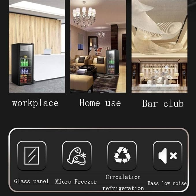 Beverage Refrigerator with Freezer 180 Can Freestanding Cooler Black | Adjustable Shelving Glass Door for Beer Soda or Wine Perfect for Home Office or Bar, - Image 5