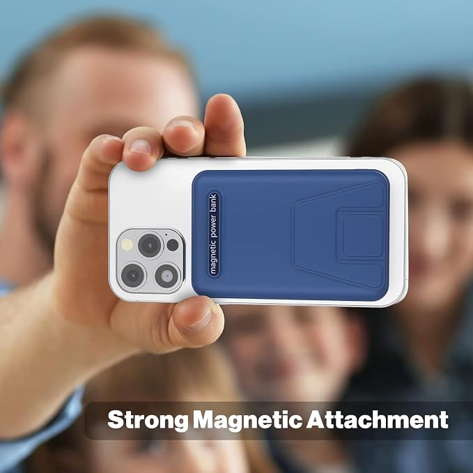 AOGUERBE for Magsafe Power Bank, 10000mAh Foldable Magnetic Battery Pack with LED Display, 3 in 1 Wireless Portable Charger with 22.5W Fast Charging for iPhone 17/16/15/14/13/12 Series-Dark Blue - Image 3
