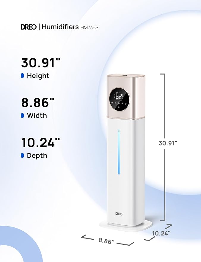 DREO HM735S 11L Smart Humidifier Large Room 700 ft², 100H Cool Mist Air Humidifiers for Bedroom, Top-Fill, Clean Tank Technology, 26dB, Auto Mode, Aroma Box, RGB, Remote & APP Control, Baby, Starlight - Image 8