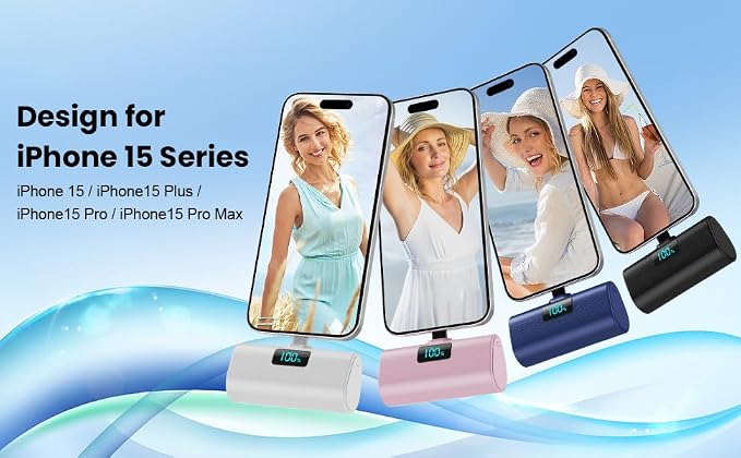 [2-Pack]Portable Charger for iPhone 17/16/15 Series,5200mAh PD USB C Power Bank Built-in USB-C Connector,Travel Battery Pack Compatible with iPhone 17/17 Pro Max/16/15 Series,Galaxy,Android-Black+Blue - Image 9