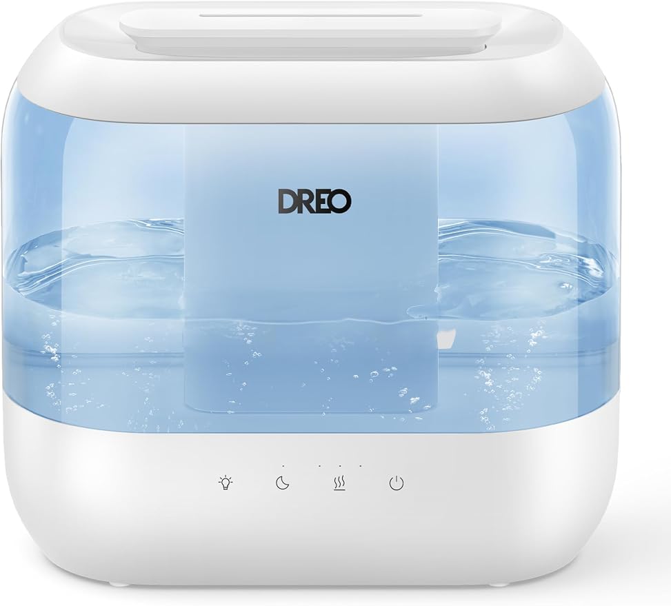 Dreo Humidifiers for Bedroom, 4L Top Fill for Large Room, 36H Runtime, 28 dB Quiet Supersized Cool Mist Air Humidifier for Baby Nursery, Plants, Indoor, Night Light, Easy to Clean & Fill, Blue by DREO