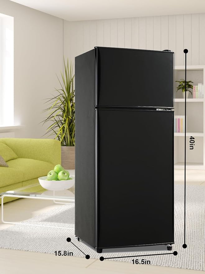 Refrigerator with Freezer 3.8 Cu.Ft Top-Freezer Compact Refrigerator Black | 7 Level Adjustable Thermostat Control, 2 Door, Lock Fresh, Energy Saving - Image 7