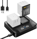 2-Packs Rechargeable Batteries+PD Fast Charging LCD USB Dual Battery Charging by Unknown