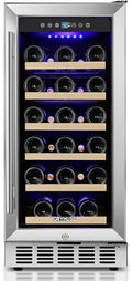 15 Inch Wine Cooler Under Counter, 30 Bottle Wine Fridge with Stainless Steel Glass Door, Built-In or Freestanding Wine Cellar with Removable Shelves and Digital Temperature Control by ORYMUSE
