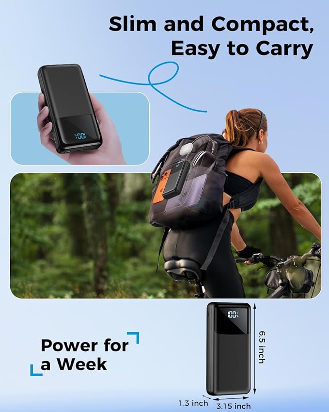 Portable Charger Power Bank 50000mAh, USB-C PD 30W Fast Charging, High Capacity External Battery Pack for Camping, Portable Phone Charger for iPhone 17/16/15/14/13/12/11 Samsung Android (Black) - Image 6