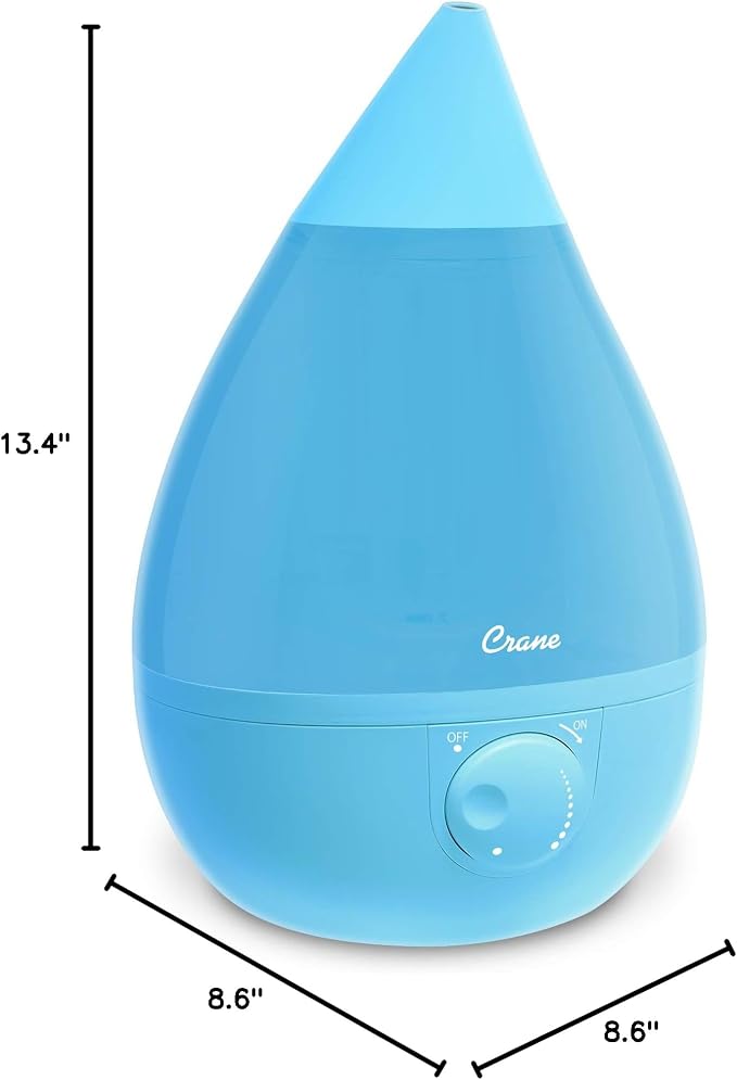 Crane Ultrasonic Cool Mist Humidifier for Bedroom, Baby Nursery, Kids Room, Plants, or Office, Large 1 Gallon Tank, Filter Optional, Aqua - Image 9