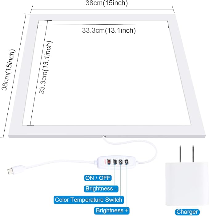 PULUZ 15''/38cm LED Photography Shadowless Light Panel 1200LM 6000K Three Color - Image 2