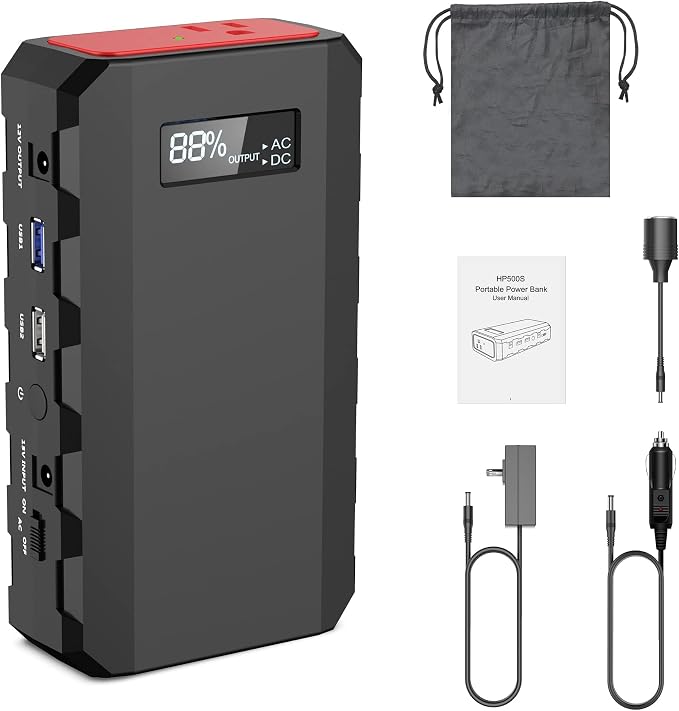 powkey 88Wh Portable Power Station 24000mAh Camping Solar Generator(Solar Panel Not Included) Lithium Battery Power 110V/65W AC, DC, USB QC3.0 for Home Camping Emergency Backup Black - Image 7