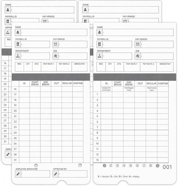 300 time Cards for HN4000, HN4500 time Clocks and More, Card Numbers 1-50 by Unknown