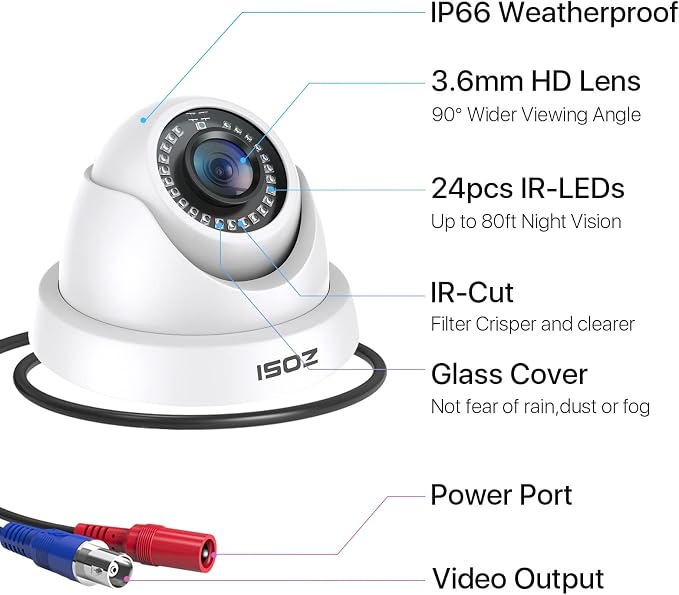 ZOSI 4Pack 2MP 1080P HD Security Cameras, 80ft Night Vision, IP66 Weatherproof - Image 2