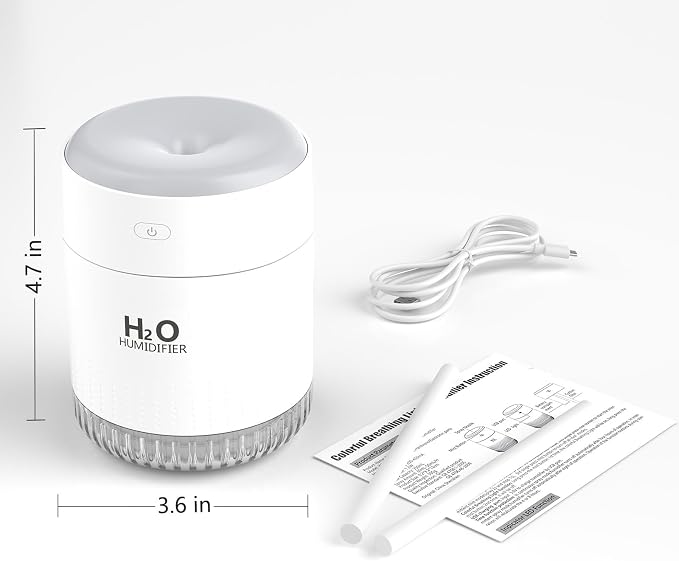 Portable Mini Humidifier, Auto Shut-Off, 2 Mist Modes, Quite, Small Humidifiers for Bedroom Travel Office Desk Plants(White) - Image 9