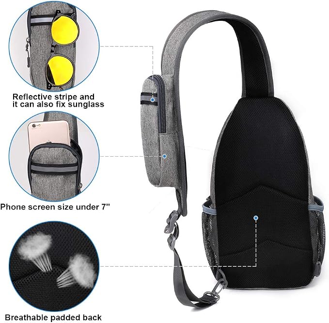 WATERFLY Crossbody Sling Backpack Sling Bag Travel Hiking Chest Bag Daypack - Image 6