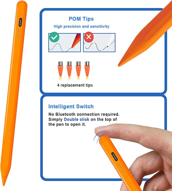Stylus Pens for Touch Screens Power-Display Tablet Pen POM Tip Magnetic Digital - Image 5