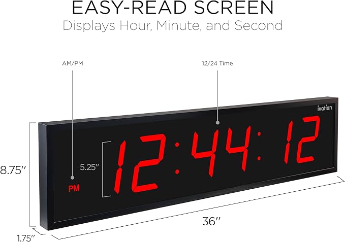 Ivation Oversized 36" Large Digital LED Clock | Big Digital Clock - Image 2