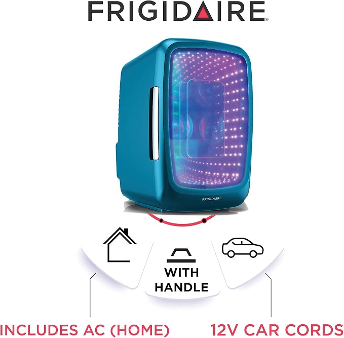 Frigidaire Gaming Light Up Mini Beverage Refrigerator, 6 can, 4 liters, Cooler with large see through door and LED lights Perfect for Gaming Experience, Home, Office, or Cars.12V Charger (Blue) - Image 2