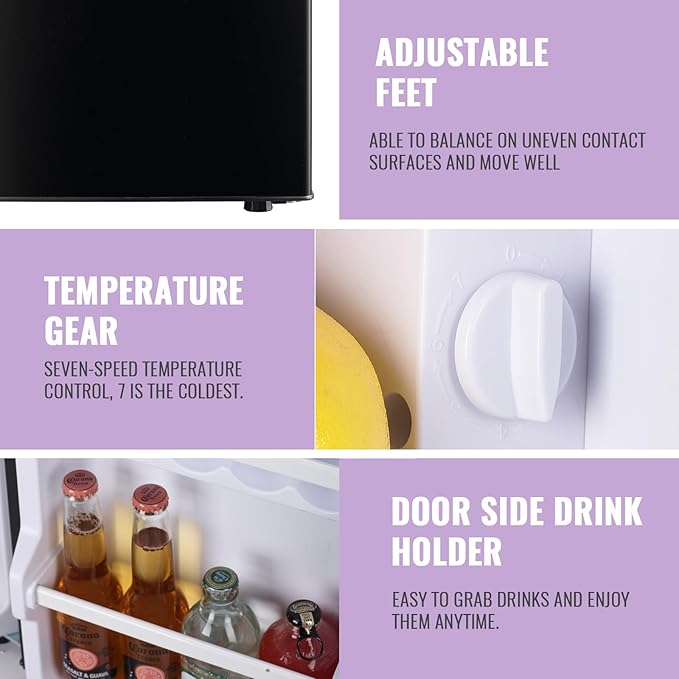 2.4 Cu.Ft Small Refrigerator with Freezer Mini Fridge Removable Plastic Shelves Ideal for Apartment,Dormitory Black - Image 4