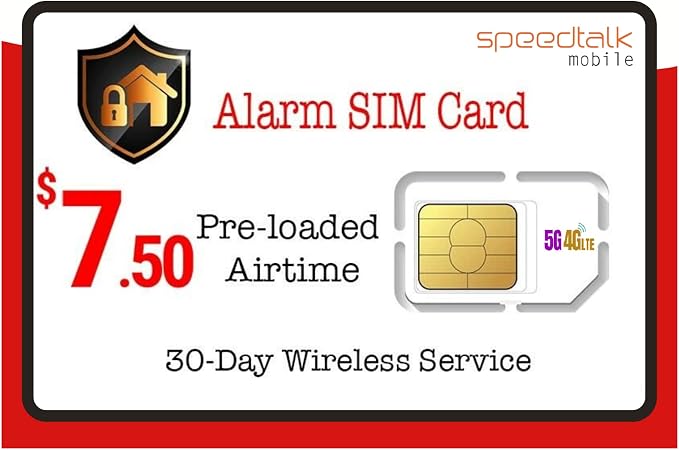 SpeedTalk Alarm SIM Card for GSM Business Office Home Burglar Anti-Theft by SpeedTalkMobile