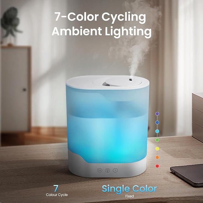 YOGIN Air Humidifier for Bedroom, 3L Top-Fill Cool Mist Humidifier & Essential Oil Diffuser, Ultra-Quiet <24dB, Smart Humidity Control, Up to 40H Runtime - Image 8